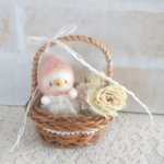 いちごくまこちゃんバスケット ／羊毛フェルト