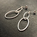 ダブルフープ マットシルバーピアスorイヤリング＊金具が選べる＊