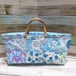 【sale】リバティパッチ＊大きめトート型小物入れ＊横型＊ブルー