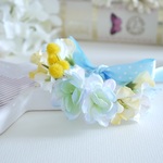 水玉リボンの春の花冠　うさぎ花冠 　Ｍ～Ｌサイズ　 ペット用