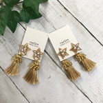 2way ビジュースターとタッセルピアス タッセルイヤリング