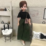 リカちゃん服♡黒トップス＆カーキワイドパンツ＆ピンクチェーンバッグ♡リアルクローズ  