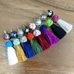 大正ロマン♪ オーダー☆和風着物や浴衣や袴に！ 転写玉とタッセルのピアス/イヤリング/ノンホールピアス