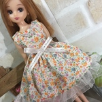 リカちゃん服ワンピース 〜オレンジ系フラワー〜