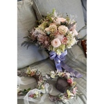  [meronpana...様] For Hawaii wedding:花かんむりにあわせたブーケ、ブートニア