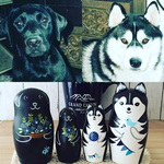 A様ペットオーダー品＊黒ラブさんとハスキーさん＊ワンコマトリョーシカ