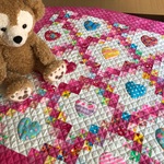 ピンクのハート パッチワーク ベビーキルト タペストリー