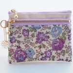 LIBERTY　 Felicite　フェリシテ 　2008　パープル系　レアカラー　wファスナー・クリアポケット付きminiポーチ　◆suicaケース・パスケースにも♪