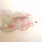 金魚ブローチ　琉透明鱗　*No.310