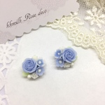 ピアス ヘアゴム 作り にも ハンドメイド    材料  薔薇   小花  手作り 材料 小さな ブーケ  二個セット  樹脂 粘土  パーツ  ミニ  クレイフラワー     10