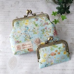 リバティ 少し大きめふんわり縫い込み✨角形がま口ポーチ&カードサイズがま口ケース。