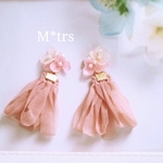 送料無料◇再販♡紫陽花(桜色)×シフォンタッセル　ピアス/イヤリング