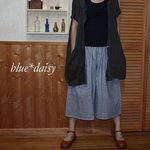 綿 ストライプガウチョパンツ