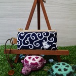 〈SALE〉唐草にゃんこのミニミニポーチ《紺色》