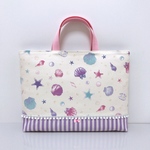 [シェル パール*イエロー×ストライプ☆*レッスンバッグ シンプル リボン 北欧 