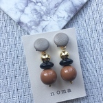 ★sale★1,350yen⇒1,000yen【送料無料】グレー×こっくりブラウンのおおぶりピアス/イヤリング