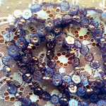 【6コセット】czech beads#チェコビーズ table cut flower10㎜crystal blue stripe/copper