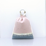 星降るガーゼ パウダーピンク×ストライプ*☆巾着袋  体操服袋 上履き袋 北欧 