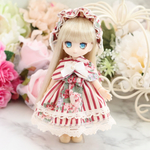 オビツ11  服 《ローズ・ストライプのケープ付ワンピース》