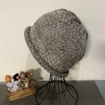    春夏用 タック編み帽子 グレージュミックス