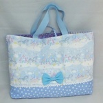 メルヘンユニコーン♡ゆめかわ　ブルー　blue　 机用ループ付レッスンバック　たっぷり入る！ [431]