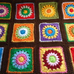 モチーフ繋ぎのブランケット　　　　　