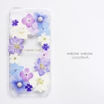 ＊ビオラブルー押し花スマホケース＊
