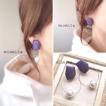 ✴︎NEW!✴︎パープルカボションとパールフープの2wayピアス