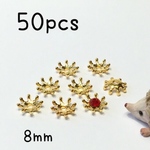 【再再再販！】（50個）8mm花座、花弁ストーンセッティング（ゴールド）