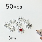 【再販！】（50個）8mm花座、花弁、ストーンセッティング石座（シルバー）