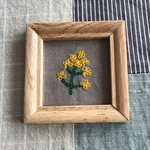 菜の花の刺繍ミニ額