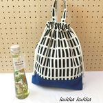 お着替え袋（体操着袋）～北欧格子柄×ブルー～