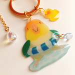 sale! シロハラインコの《浮き輪》キーホルダー