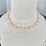 ピンクオレンジライス淡水パールのネックレス