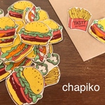 【ハンバーガーショップ始めました＊バーガーセットの布シール♪】出来立てです♪