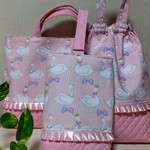 通園通学セット*フリル×スワン（ピンク）