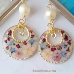 ドライフラワー入り♡レジンピアス（イヤリング）