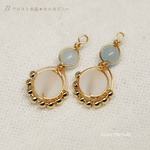 天然石＊カルセドニー（水色）⚜️ワイヤーラッピング ピアス ［B フロスト水晶］ #春の新作デー2019      