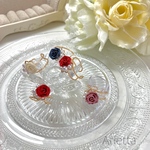 薔薇とパールのダブルリング