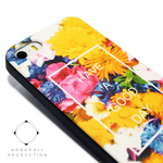 iphone5/iphone5s用/iphoneSE用　軽量レザーケースiphone5カバー（花柄×ブラック）フラワーアート