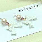 桜パールリボン୨୧ swingピアス/イヤリング