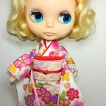 ブライス 着物 リカちゃん 着物 振袖 白 流水