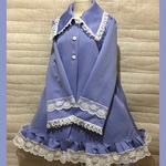 1点物＊すみれ色のAライン春コート★スミレ×白レース×薔薇ボタン(即納品)