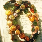 【4コセット】czech beads #チェコビーズ Dahlia flower15㎜ vitrail khaki系mix