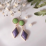 【七宝焼き】春色★ピアス   グリーン×パープル