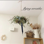 ユーカリと青ミモザのflying wreathe