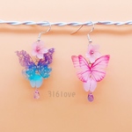 【新作 注文製作】幻の春の蝶 桜 すずらん ピアス UVレジン アレルギー対応