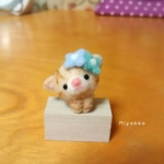 【再販・ご依頼品】小さな癒しマスコット ＊ 紫陽花にゃんこ ミルクティー