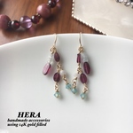 紅葉ピアス  14kgf ガーネット/アクアマリン/オパール ピアス・イヤリング