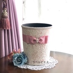 ダストボックス 　ピンク　レースが浮き立つ 大人可愛い　ラベルピエス リボン ピンクシリーズ